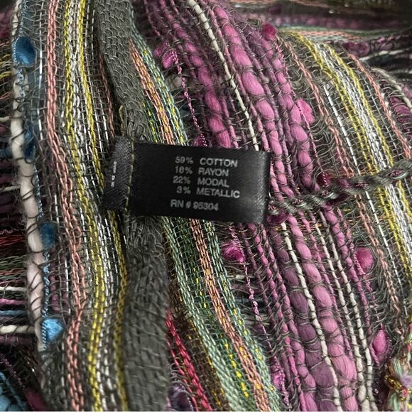 Multi-Color Scarf, Cotton, Rayon, Model & Metallic Blend with Tassels - Picture 4 of 14